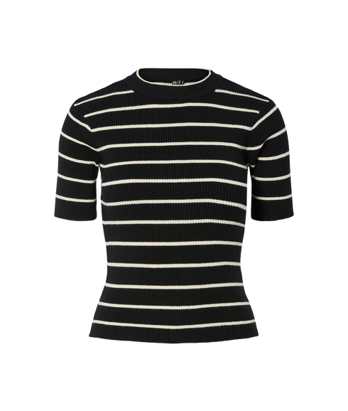 Mira Ss O-Neck Knit Bc - Black