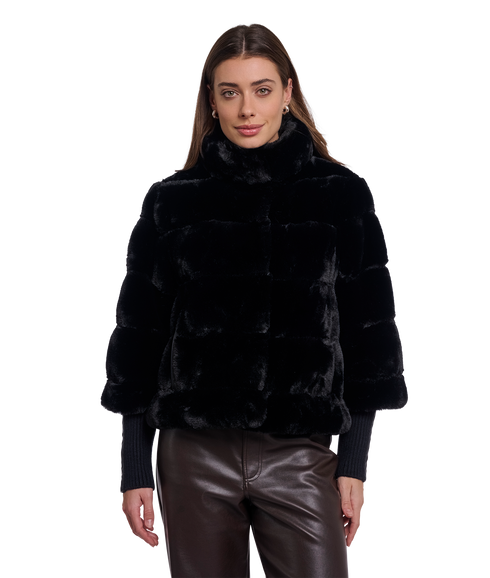 Feline Jacket With Rib Cuffs - Black