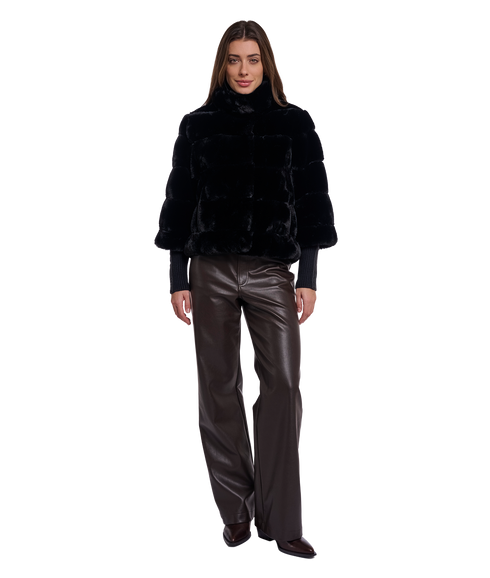Feline Jacket With Rib Cuffs - Black