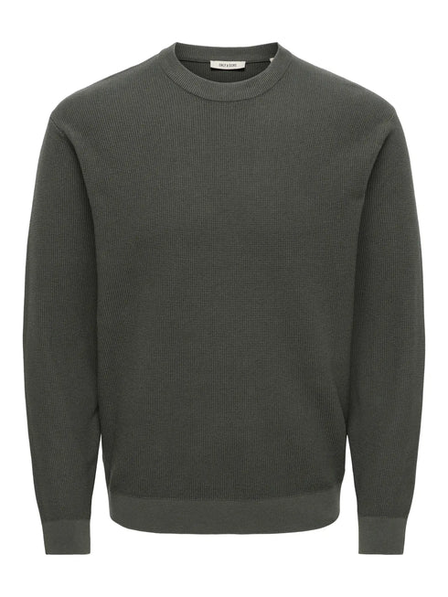 Tony Rlx 12 LS Waffle Crew Knit- Grey