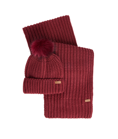 Saltburn Beanie & Scarf Gift Set - Cranberry