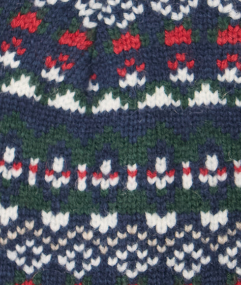 Marlow Fairisle Pom Beanie Hat - Navy/Evergreen
