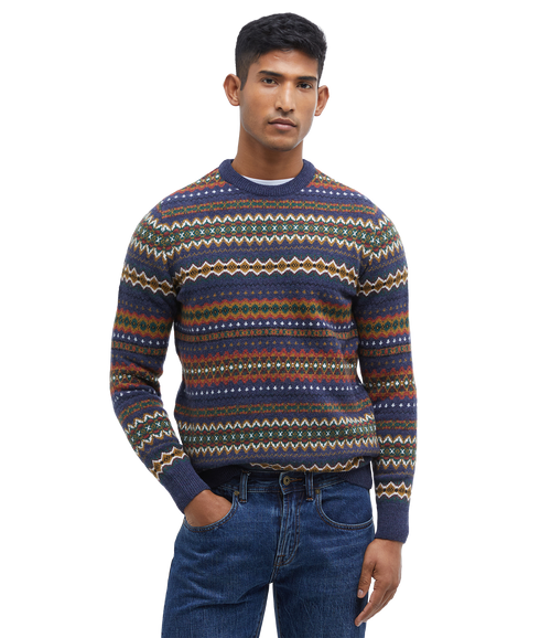 Case Fairisle Crew Neck Sweater - Navy Marl