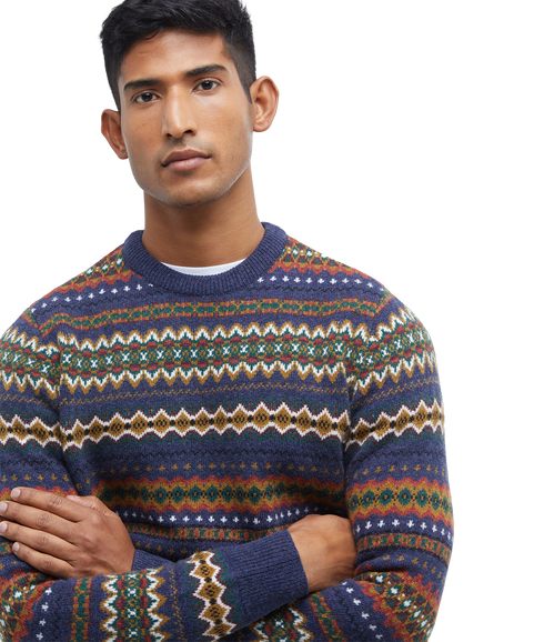 Case Fairisle Crew Neck Sweater - Navy Marl