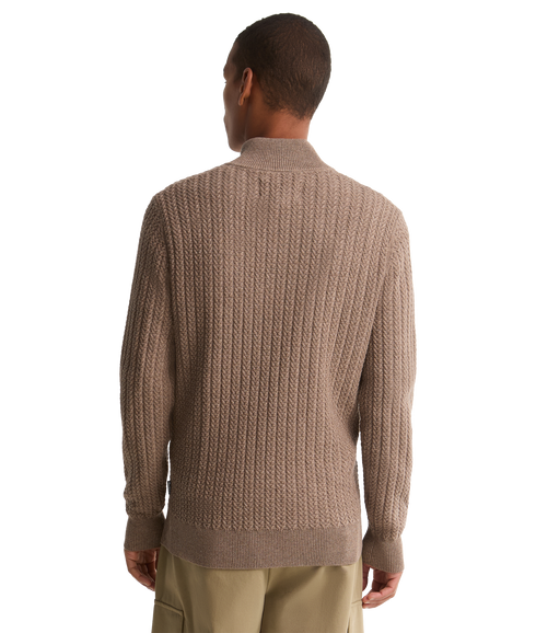 Herringbone Knitted Half Zip - Stone