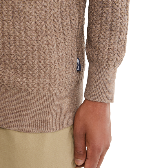 Herringbone Knitted Half Zip - Stone