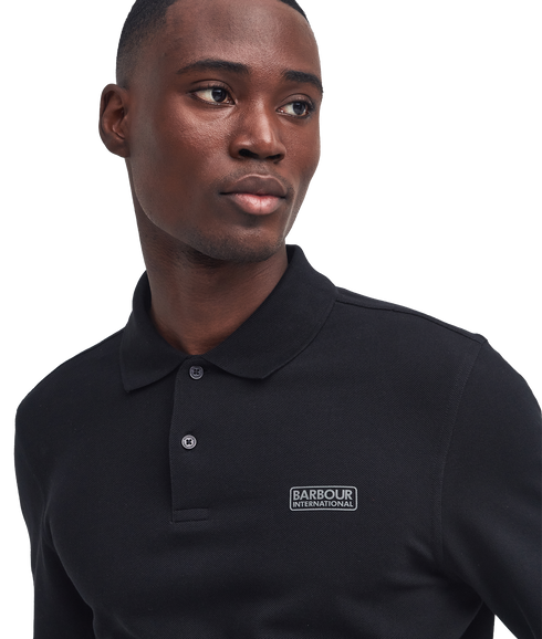 Long Sleeve Polo Shirt - Black/Pewter
