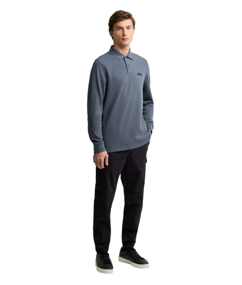 Long Sleeve Polo Shirt - Washed Charcoal