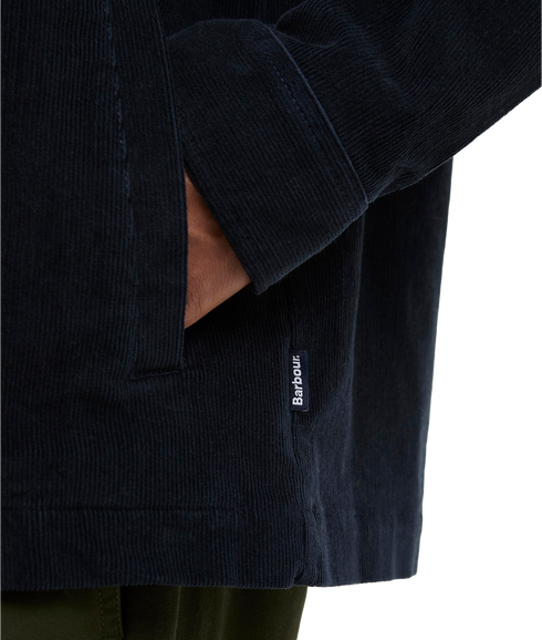 Tartan Trimmed Cord Overshirt - Navy