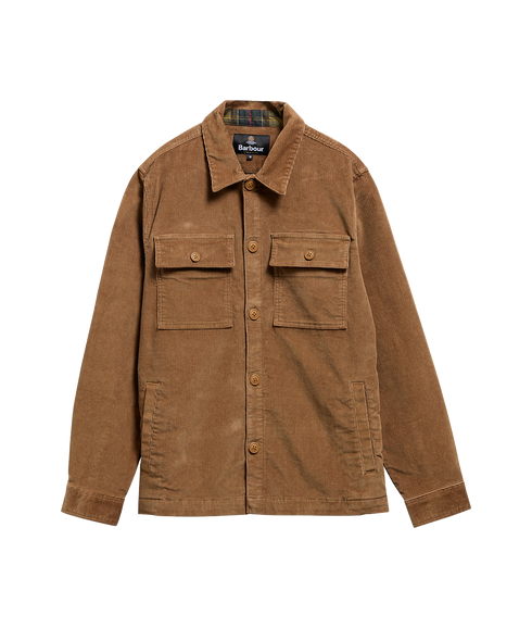 Tartan Trimmed Cord Overshirt - Sandstone
