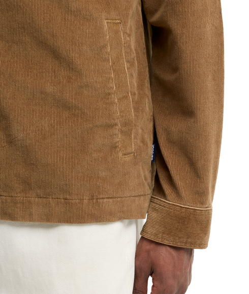 Tartan Trimmed Cord Overshirt - Sandstone