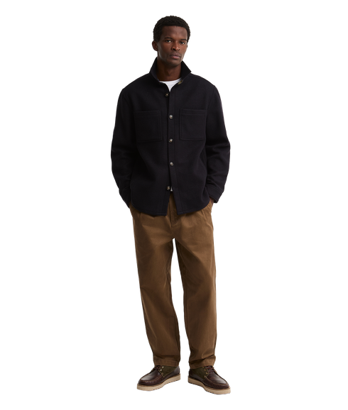 Marltown Tailored Wool Blend Overshirt - Navy Marl