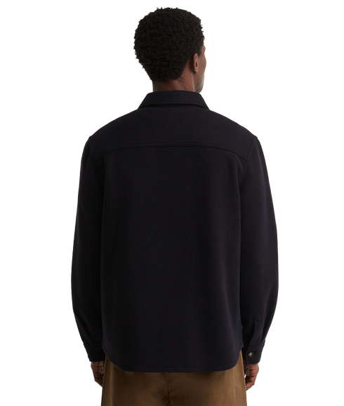 Marltown Tailored Wool Blend Overshirt - Navy Marl