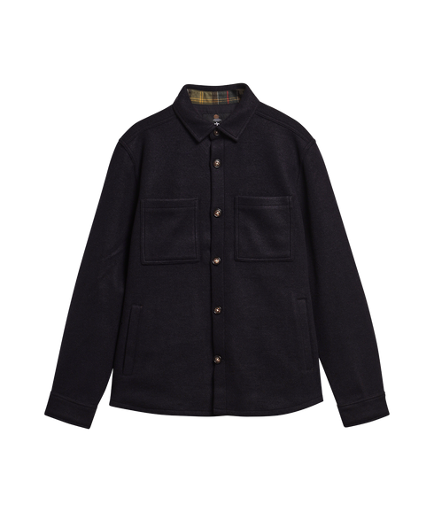Marltown Tailored Wool Blend Overshirt - Navy Marl
