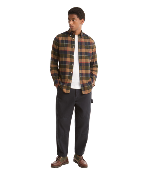 Valley Tailored Checked Shirt - Olive