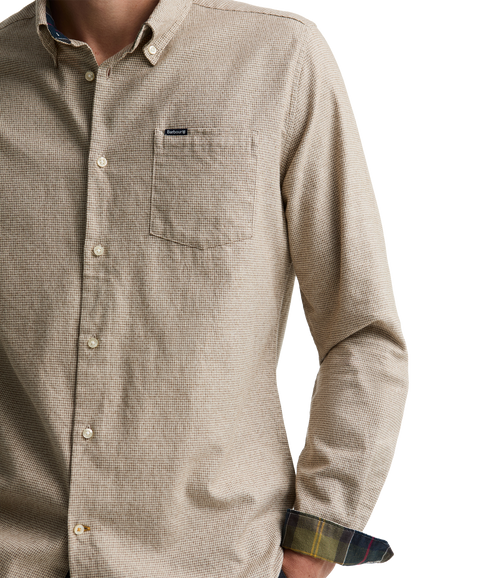 Turner Tailored Houndstooth Shirt - Stone