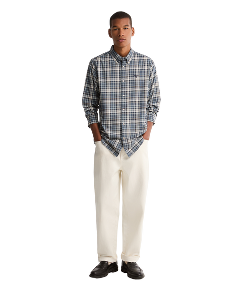 Mosswood Tailored Fit Checked Shirt - Navy