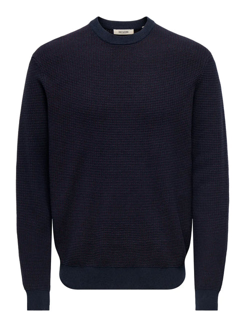 Dave Reg LS Crew Neck Knit- Blue