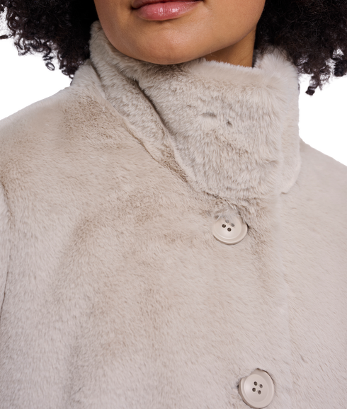 Nonna Single Breasted Faux Fur Coat - Birch