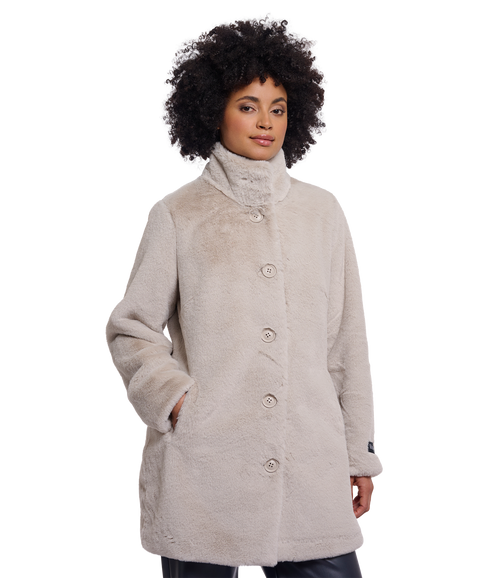 Nonna Single Breasted Faux Fur Coat - Birch
