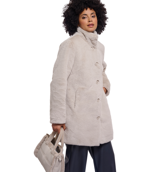 Nonna Single Breasted Faux Fur Coat - Birch