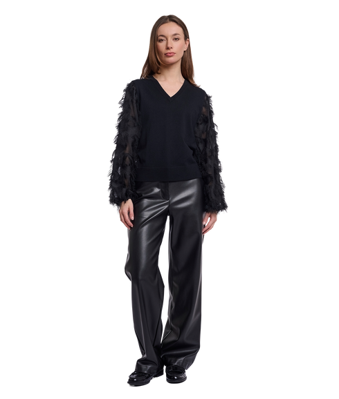 Rhode Knitted Pullover With Fancy Long Sleeves - Black