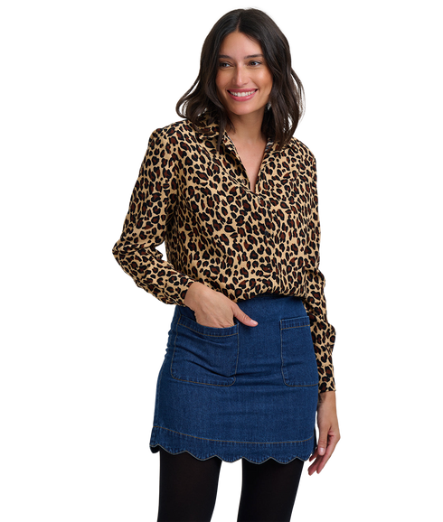 Vayda Scallop Denim Mini Skirt - Indigo