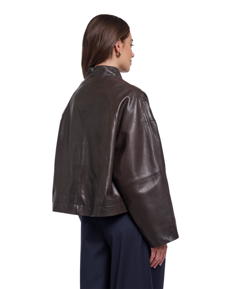 Tala Boxy Leather Jacket - Coffee Roast