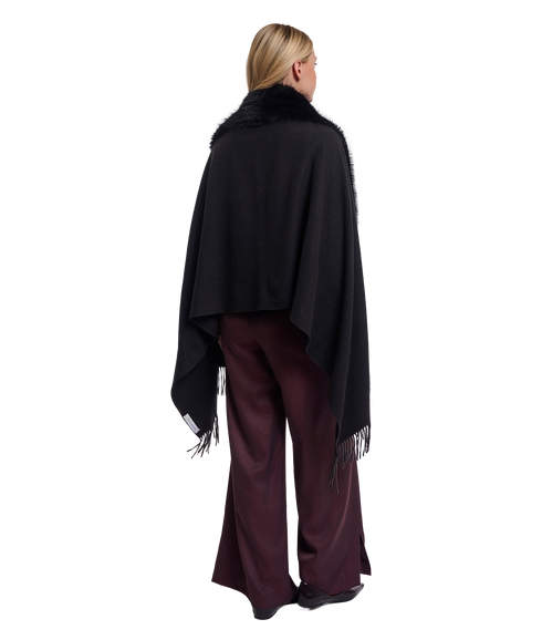 Wendy Cape With Faux Fur - Black