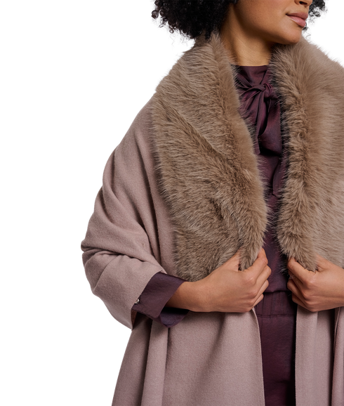 Wendy Cape With Faux Fur - Mocha Latte