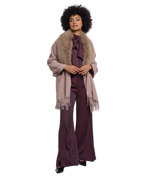 Wendy Cape With Faux Fur - Mocha Latte