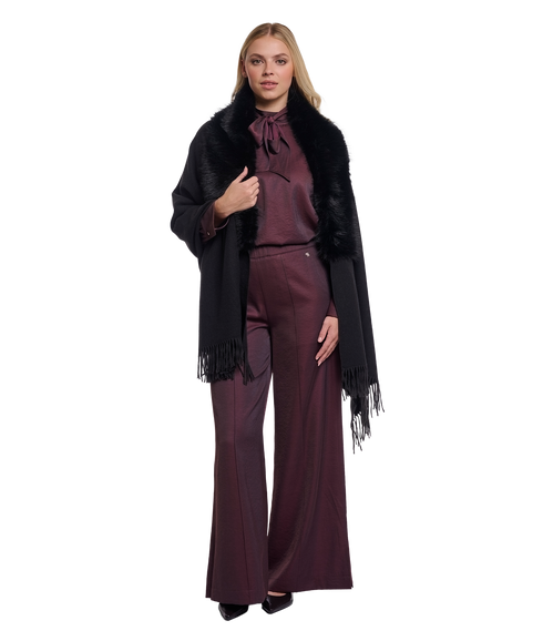Wendy Cape With Faux Fur - Black
