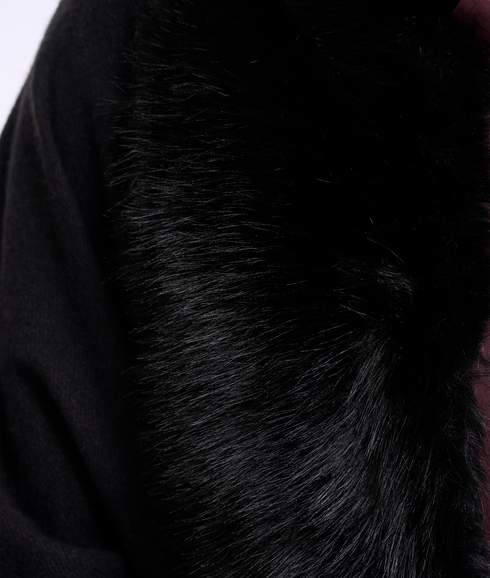 Wendy Cape With Faux Fur - Black