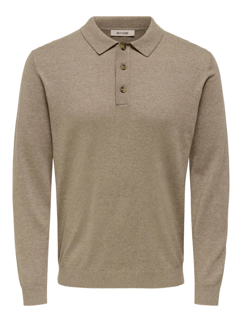 Loui Reg 12 LS Mel Polo Knit- Brown