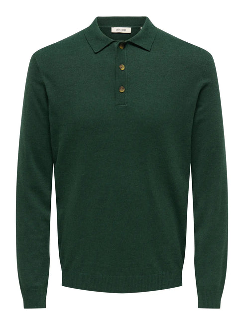 Loui Reg 12 LS Mel Polo Knit- Green