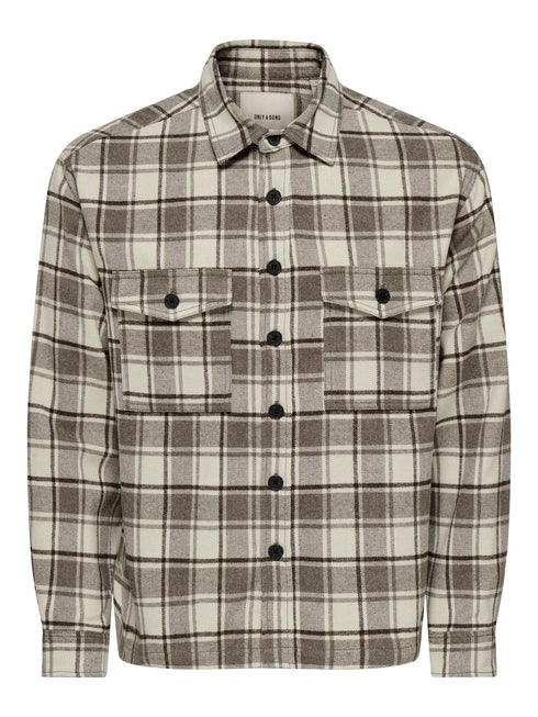 Eske Checked Overshirt- Grey
