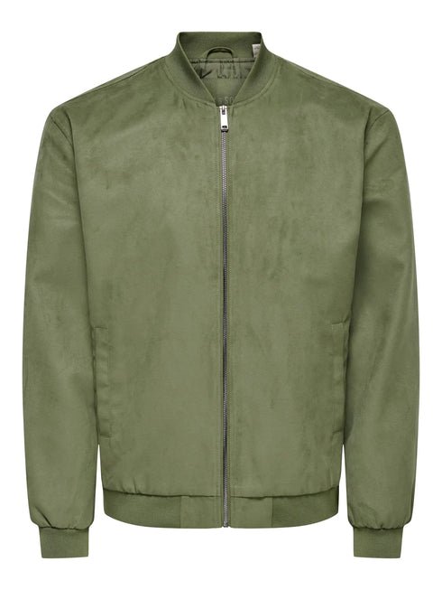 Lucas Fake Suede Bomber - Green