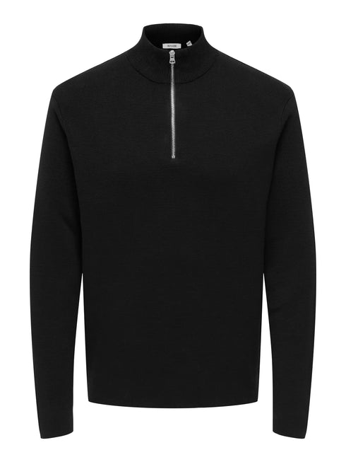 Ting Life Reg Half Zip Knit- Black