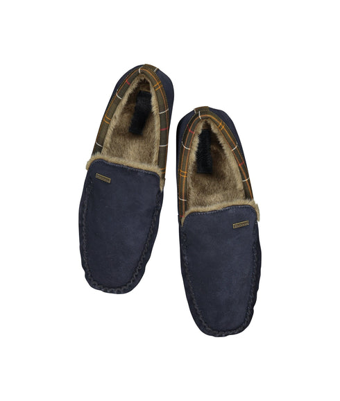 Monty Moccasin Slipper - Navy Suede