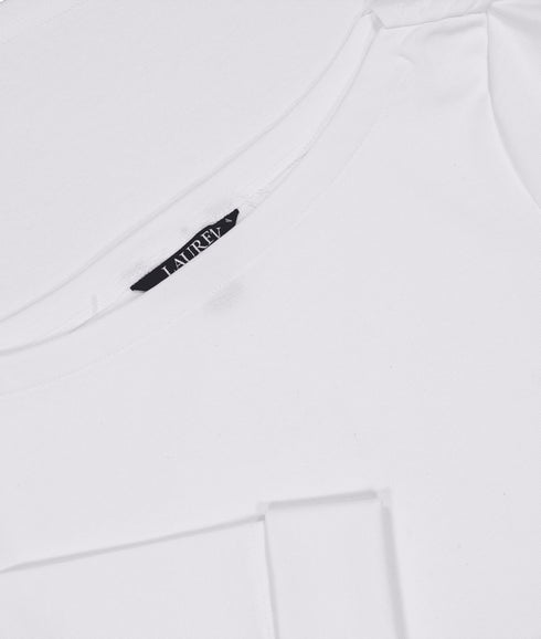 Stretch Cotton Boatneck Tee - White