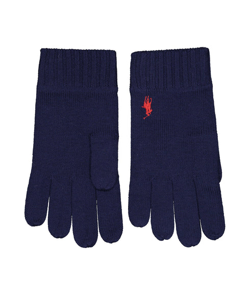 Knitted Wool Logo Gloves - Navy