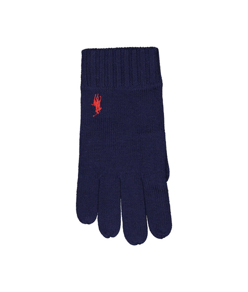 Knitted Wool Logo Gloves - Navy