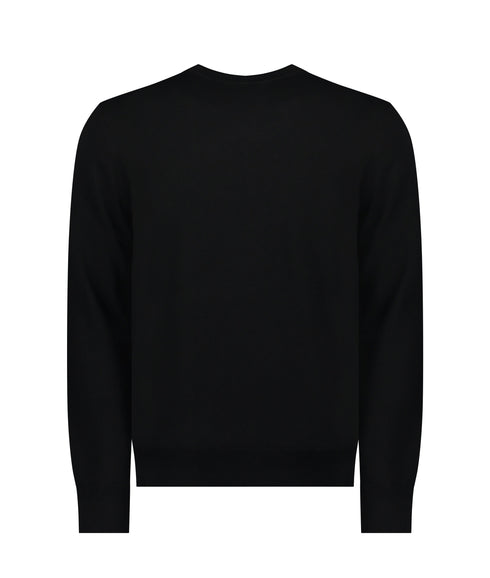 Crew-neck Sweater in Cotton and Cashmere With Logo - Black