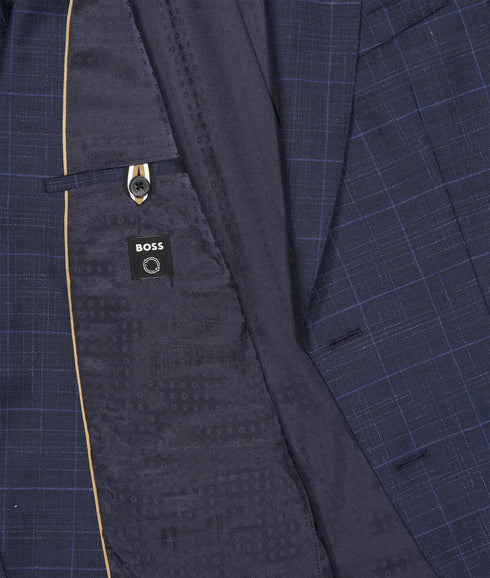 Peak Slim-Fit Suit in Checked Stretch-Wool - Navy