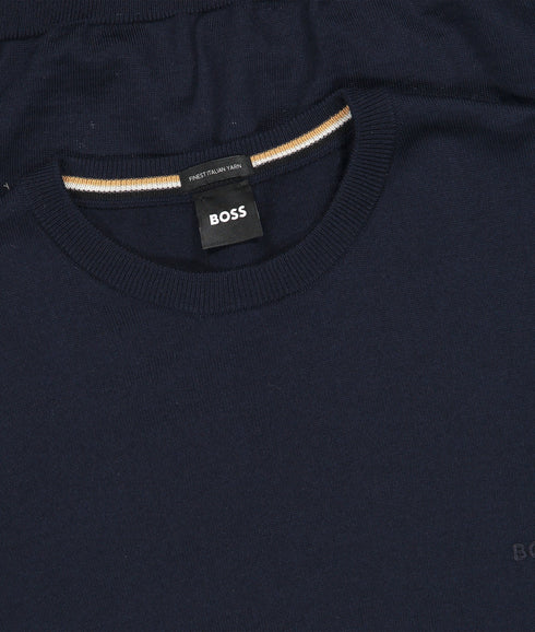 Botto Logo-Embroidered Sweater in Responsible Wool - Navy