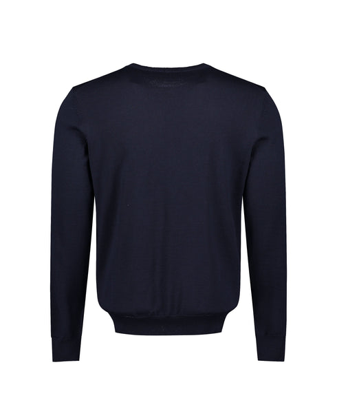 Botto Logo-Embroidered Sweater in Responsible Wool - Navy