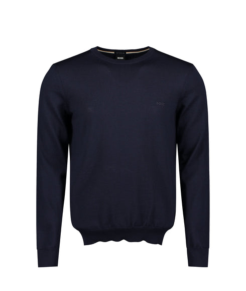 Botto Logo-Embroidered Sweater in Responsible Wool - Navy