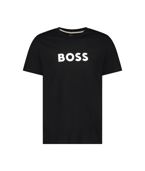 ORGANIC-COTTON RELAXED-FIT T-SHIRT WITH CONTRAST LOGO - BLACK