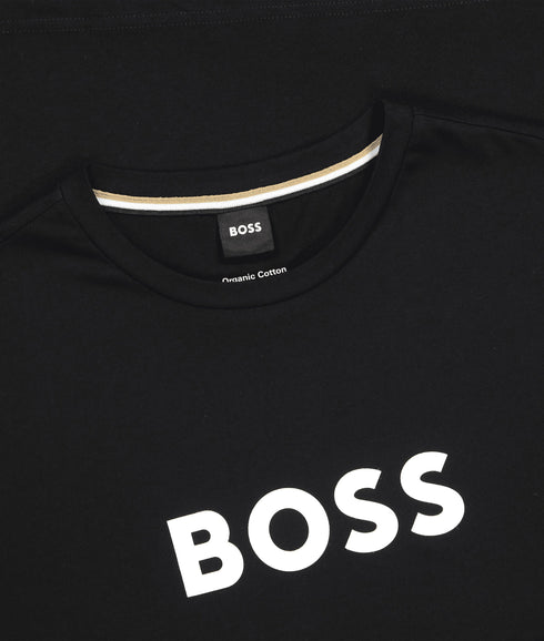 ORGANIC-COTTON RELAXED-FIT T-SHIRT WITH CONTRAST LOGO - BLACK