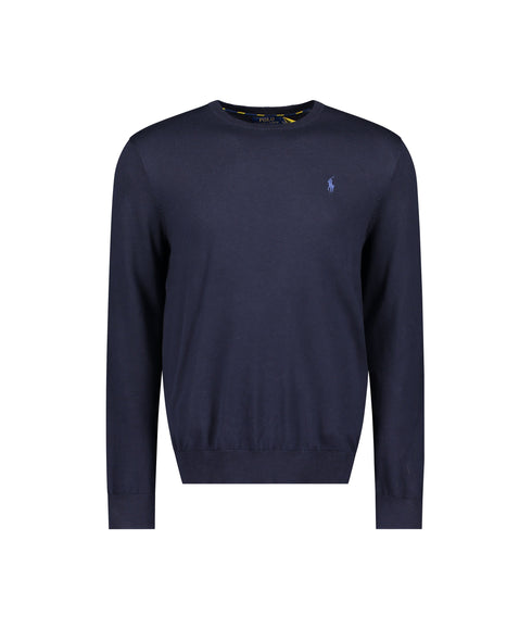 Slim Fit Cotton Sweater - Navy